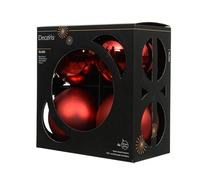 Kaemingk Palline di Natale in vetro, 10 cm, 4 pezzi, opache e lucide, grandi palline per albero di Natale per Natale, decorazioni per albero di Natale e albero di Natale, rosso natalizio