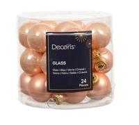 Kaemingk Palline di Natale in vetro, 2,5 cm, 24 pezzi, opache e lucide, mini palline per albero di Natale per Natale, decorazioni per albero di Natale e albero di Natale, perle di pesca