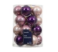 Kaemingk Palline di Natale in vetro 6 cm x 20 pezzi - lucide - palline per albero di Natale - decorazioni per albero di Natale & decorazioni per albero di Natale - viola rosa mix