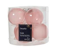 Kaemingk Palline di Natale in Vetro 6 cm x 6 Pezzi - Opaco e Lucido Trasparente - Decorazioni per Albero di Natale - Rosa