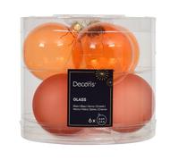 Kaemingk Palline di Natale in vetro 6 cm x 6 pezzi - opaco e lucido trasparente - Palline per albero di Natale - Decorazioni per albero di Natale e albero di Natale, colore arancione caldo
