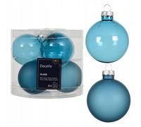 Kaemingk Palline di Natale in vetro 6 cm x 6 pezzi - opaco & lucido trasparente - Palline per albero di Natale - Decorazioni per albero di Natale e albero di Natale blu folklore