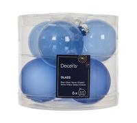 Kaemingk Palline di Natale in vetro 6 cm x 6 pezzi - opaco & lucido trasparente - Palline per albero di Natale - Decorazioni per albero di Natale e albero di Natale, blu cielo