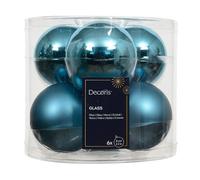 Kaemingk Palline di Natale in vetro, 8 cm, 6 pezzi, opache e lucide, grandi palline per albero di Natale, decorazioni per albero di Natale e albero di Natale, blu folklore