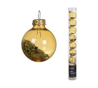 Kaemingk Palline di Natale in vetro con stelle, 3 cm, set da 9 pezzi, piccole palline per albero di Natale, decorazioni per albero di Natale e albero di Natale, colore oro chiaro trasparente