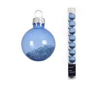 Kaemingk Palline di Natale in vetro con stelle, 3 cm, set da 9 pezzi, piccole palline per albero di Natale, decorazioni per albero di Natale e albero di Natale, blu cielo trasparente
