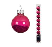 Kaemingk Palline di Natale in vetro con stelle, 3 cm, set da 9 pezzi, piccole palline per albero di Natale, decorazioni per albero di Natale e decorazioni per albero di Natale, rosa trasparente