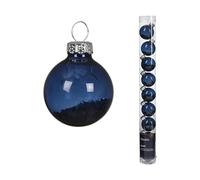 Kaemingk Palline di Natale in vetro con stelle, 3 cm, set da 9 pezzi, piccole palline per albero di Natale, decorazioni per albero di Natale e albero di Natale, blu notte trasparente