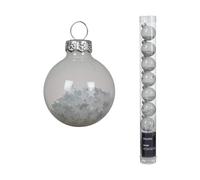Kaemingk Palline di Natale in vetro con stelle, 3 cm, set da 9 pezzi, piccole palline per albero di Natale, decorazioni per albero di Natale e albero di Natale, colore bianco invernale trasparente