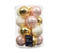 Kaemingk Palline di Natale in vetro da 8 cm, 16 pezzi, lucide, grandi palline per albero di Natale, decorazioni per albero di Natale e decorazioni per albero di Natale, mix oro rosa