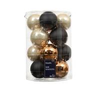 Kaemingk Palline di Natale in vetro da 8 cm, 16 pezzi, opache e lucide, grandi palline per albero di Natale, decorazioni per albero di Natale e decorazioni per albero di Natale, colore nero e marrone