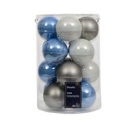 Kaemingk Palline di Natale in vetro da 8 cm, 16 pezzi, opache e lucide, grandi palline per albero di Natale per Natale, decorazioni per albero di Natale e decorazioni per albero di Natale, blu, grigio