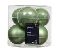 Kaemingk Palline di Natale in vetro da 8 cm, 6 pezzi, opache e lucide, grandi palline per albero di Natale per Natale, decorazioni per albero di Natale e albero di Natale, verde matcha