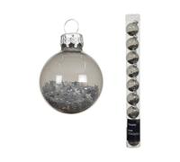 Kaemingk Palline di Natale in vetro riempito con stelle, 3 cm, set da 9 pezzi, piccole palline per albero di Natale, decorazioni per albero di Natale e decorazioni per albero di Natale, colore: grigio