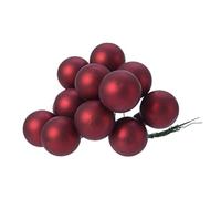 Kaemingk Palline di Natale su filo di vetro, 2 cm x 12 pezzi, bacche a specchio, opache, bordeaux, colore: bordeaux