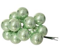 Kaemingk Palline di Natale su filo di vetro, 2 cm x 12 pezzi, bacche di specchio, lucide, piccole palline decorative, decorazioni per albero di Natale e decorazioni natalizie, verde matcha
