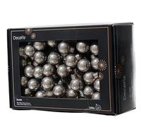 Kaemingk Palline di Natale su filo di vetro, 2 cm x 144 pezzi, piccole sfere decorative, decorazioni per albero di Natale e decorazioni natalizie, grigio lucido