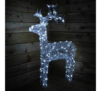 Kaemingk Renna in acrilico da 120 cm, con LED lampeggianti a luce bianca fredda, ideale per decorazioni natalizie, JNS_465235