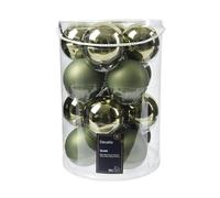Kaemingk Set di 16 palline di Natale in vetro da 8 cm, opache e lucide, grandi palline per albero di Natale e decorazioni per albero di Natale, rosmarino