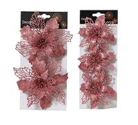 Kaemingk Stella di Natale artificiale, 11 e 16 cm, con clip, set da 5 pezzi, decorazioni per albero di Natale, fiori artificiali, stella di Natale, fiori di Natale, decorazione natalizia, rosa antico