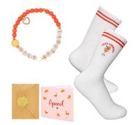 Kaempe Aperol calzini regalo biglietto di auguri e braccialetto - Spritz Holy Aperoli calzini decorativi da donna, 36-42