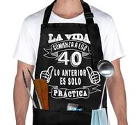 Kaempe Regalo 40 Anni Uomo Donna, Grembiule Cucina Uomo Nero Con 3 Tasche Frontali, Idee Regalo maschio 40 Anni Regolabile, Grembiule Da Cucina Impermeabile (40)