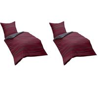 Kaeppel G-105840-42D1-VL97 - Biancheria da letto Motion, color rubino, copripiumino singolo, 1 x 80/80 plus 135/200 cm (Confezione da 2)