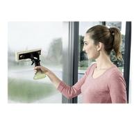 Kärcher Kit con bottiglia nebulizzazione spray per lavaggio vetri, comprensivo di panno in microfibra con laccetto di fissaggio, detergente per vetri largo e stretto, raschietto per sporco grossolano