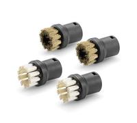 Kärcher set di spazzole Power brush, spazzole rotonde per lo sporco ostinato, per la cucina e la casa, 2 spazzole in ottone e 2 spazzole power, accessori originali per pulitori a vapore Kärcher