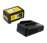 Kärcher Starter kit 18/50 18 V, batteria agli ioni di litio da 18 V/5 Ah con caricabatterie, tempo di ricarica: 100% in meno di 2.5 ore, per tutti i dispositivi della piattaforma 18 V Battery Power