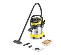 Kärcher WD 5 Premium Aspiratore Solidi-Liquidi - Capacità Vano Raccolta 25 l, Acciaio Inox, Potenza 240 Air Watt, 1100 W - Sacchetto, Filtro Plissettato, Bocchetta Piatta