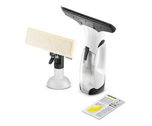 Kärcher Window Vac WV 2 Plus, durata della batteria: 35 min, display a LED per lo stato della batteria, ugello di aspirazione: 280 mm, flacone spray con panno in microfibra, detergente concentrato da