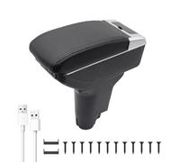 KAERGK Braccioli auto per console centrale Fiat 500 per auto doppio spazio con portabevande 7 porte USB scatola per utilità posteriore facile da montare (linea nera)