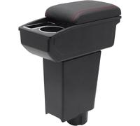 KAERGK Braccioli auto per console centrale Fiat Palio per auto, doppio spazio con portabevande facile da montare, comoda e resistente pelle nera (linea rossa)