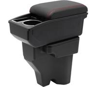 KAERGK Braccioli auto per console centrale Hyundai Venue per auto, doppio spazio con portabevande facile da montare, in pelle nera comoda e resistente (linea rossa)