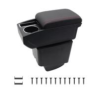 KAERGK Braccioli auto per Renault Captur 2018-2022 Console centrali per auto Doppio spazio con portabevande Facile da montare, comoda e resistente pelle nera (linea rossa)