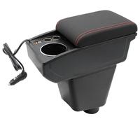 KAERGK Braccioli auto per Renault Clio 2013-2017 Console centrali per auto Doppio spazio di archiviazione con portabevande 2 porte USB rapide in pelle resistente, facile da montare (linea rossa)