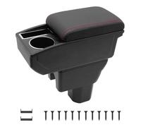 KAERGK Braccioli auto per Suzuki Ignis 2016-2024 Console centrali per auto Doppio spazio con portabevande Facile da montare, comoda e resistente pelle nera (linea rossa)
