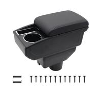 KAERGK Braccioli auto per Toyota Vios FS Yaris Sedan Yaris L 2014-2018 Console centrali per auto Doppio spazio con portabevande Facile da montare, comoda pelle nera (linea nera)