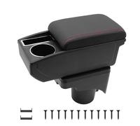 KAERGK Braccioli auto per VW Golf 6 MK6 2008-2013 Console centrali per auto Doppio spazio con portabevande Facile da montare, comoda e resistente pelle nera (linea rossa)