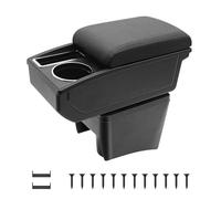 KAERGK Braccioli auto per VW Polo Vento 2010-2017 Consolle centrali per auto Doppio spazio di archiviazione con portabicchieri Montaggio semplice Pelle comoda e resistente Nero (Linea nera)