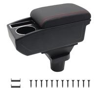 KAERGK Braccioli auto per VW UP 2009-2017 Console centrali per auto, doppio spazio con portabevande facile da montare, comoda e resistente pelle nera (linea rossa)