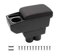 KAERGK Braccioli per auto per Suzuki Jimny 2007-2018 Console centrali per auto Doppio spazio di stoccaggio con portabicchieri Montaggio facile Pelle comoda e resistente Nero (Linea rossa)