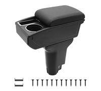 KAERGK Bracciolo per Auto per Fiat 500 Console Centrale Dell'auto Doppio Strato di Spazio con Portabicchieri Facile da Montare Pelle Confortevole e Resistente Nero (Linea Nera)