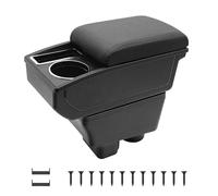 KAERGK Bracciolo per Auto per Skoda Fabia 2 2008-2014 Console Centrale Dell'auto Doppio Strato di Spazio con Portabicchieri Facile da Montare Pelle Confortevole e Resistente Nero (Linea Nera)