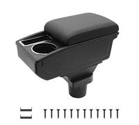 KAERGK Bracciolo per Auto per VW UP 2009-2017 Console Centrale Dell'auto Doppio Strato di Spazio con Portabicchieri Facile da Montare Pelle Confortevole e Resistente Nero (Linea Nera)