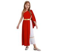 Kaerm Bambina Toga da Dea Greca Romana Abito da Antichi Cavalieri Romani Greci Greek Toga Outfit Abito da Festa di Carnevale Halloween Natale Rosso 15-16 Anni