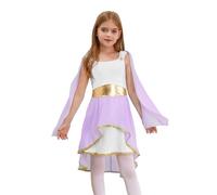 Kaerm Bambina Toga da Dea Greca Vestito da Dea Romana e Greca Abito da Dea Atena Vestito da Danza Lirica Contemporanea Abito da Festa di Carnevale Halloween Natale Lanvanda 7-8 anni