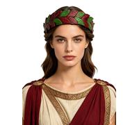 Kaerm Circlet Dio Elfo Della Foresta Uomini E Donne Cappello Romano Antico Corona Dell'Imperatore Romano Accessorio Cerchio Festa A Tema Verde Rosso Taglia unica