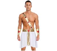 Kaerm Costume da Cupido Uomo Dio dell'Amore Abito Toga Dio Greco Romano Antico Vestito da Eros per San Valentino Tunica Costumi di Carnevale Festa di Halloween Natale Bianco XXL
